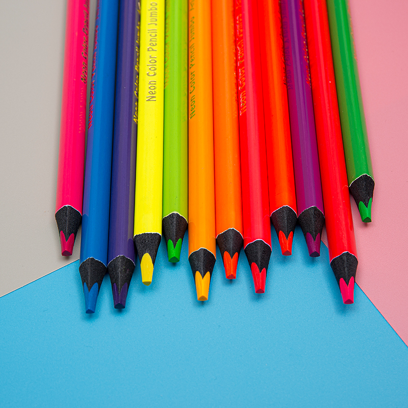 Lápices de color neón jumbo de madera negra suave