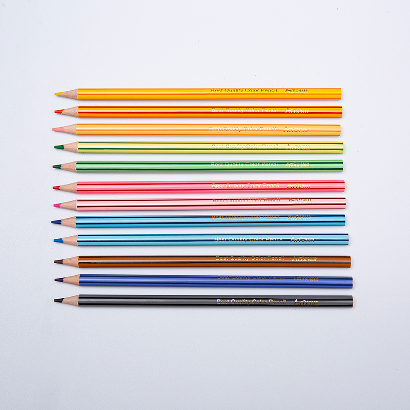 Lápices de Colores Redondos Multicolores con Diseño de Rayas